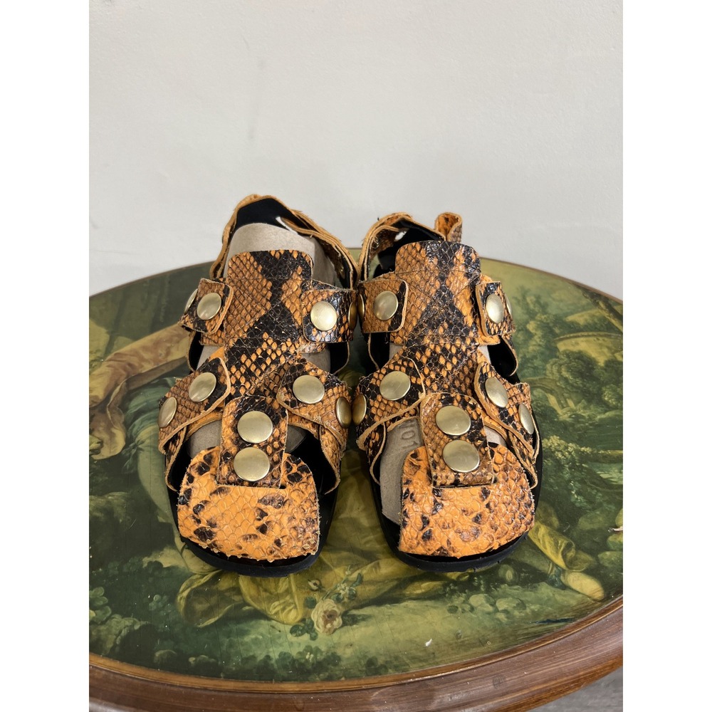 Acne Studios Snakeskin Print Studded Gladiator Sandals Size 37
